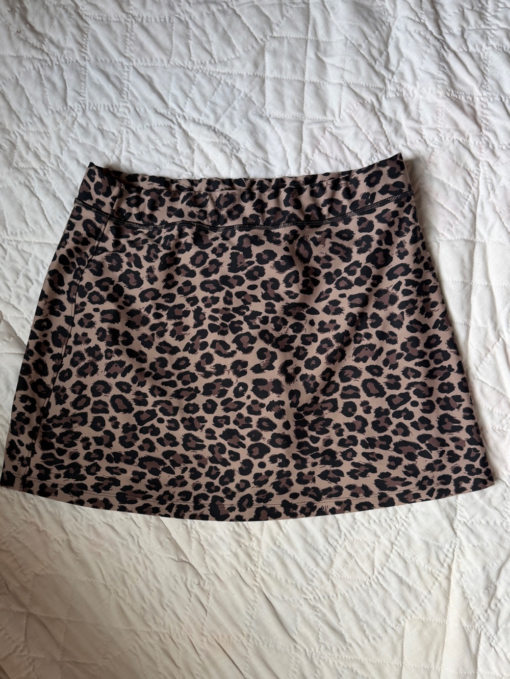 Leopard Print Mini Skort in Beige and Black